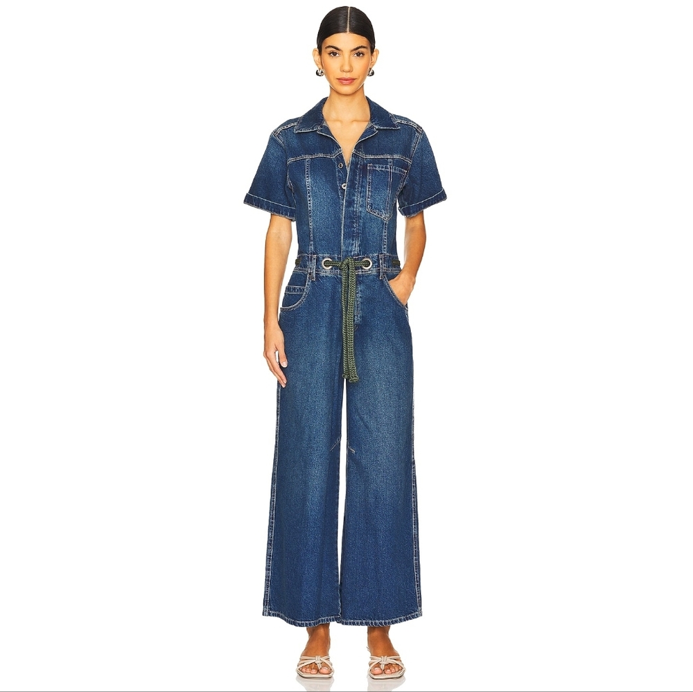 Free People Edison Wideleg Coveralls Denim Boilersuit - Picture 4 of 11